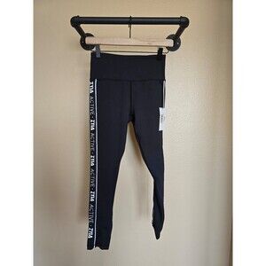 Zyia‎ NWT black logo stripe light and tight hi rise 7/8 women's size 4